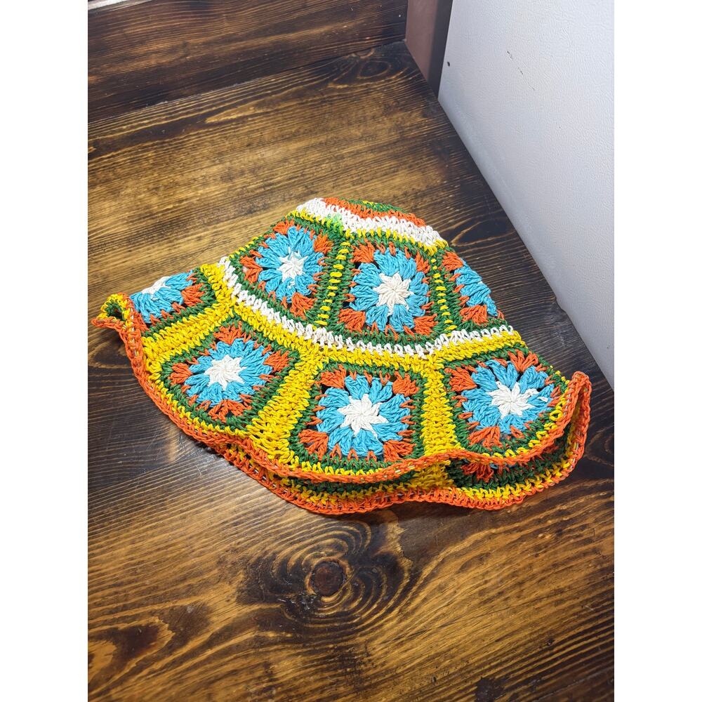 Mutli Color Granny Square‎ Crochet Bucket Hat